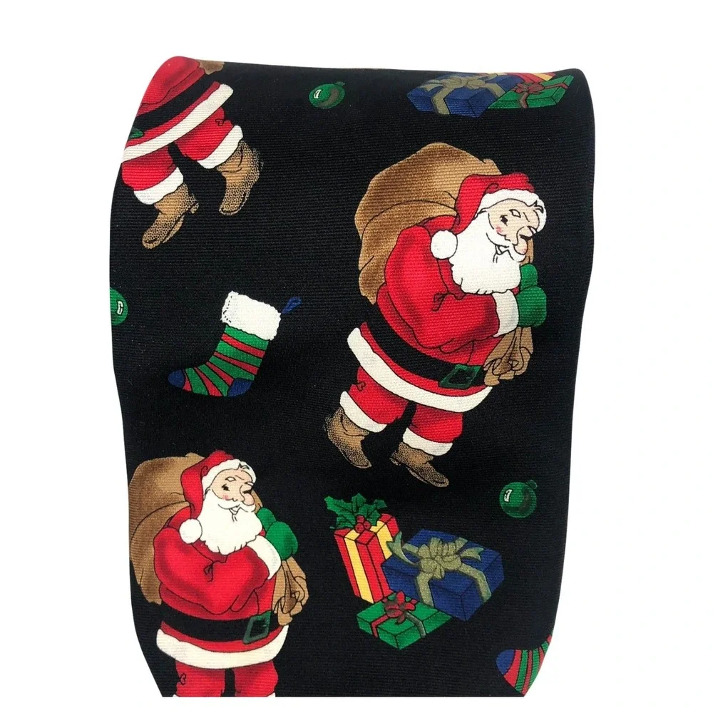 Holidays JC Penney Silk Tie Santa Claus Presents‎ Stocking Ornament  VTG USA